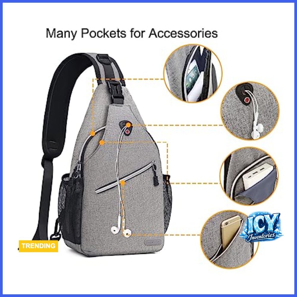Polyester Sling Backpack, Multipurpose Crossbody … - image 3